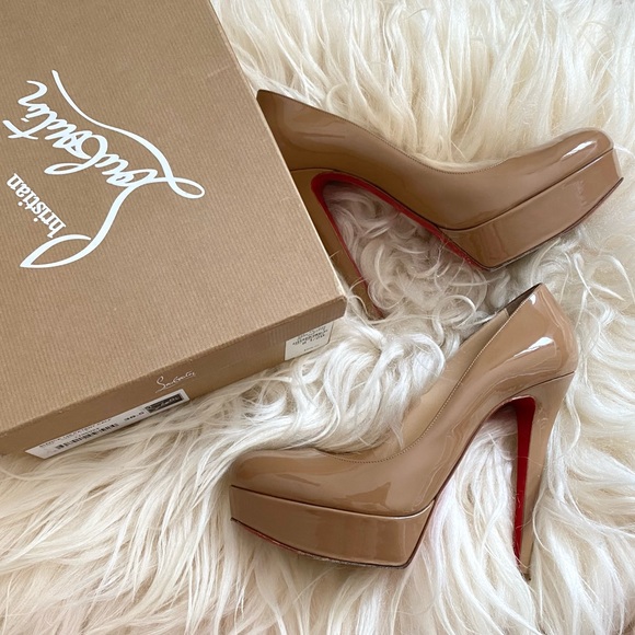 Christian Louboutin Camel Patent Bianca High Heels - Picture 1 of 10
